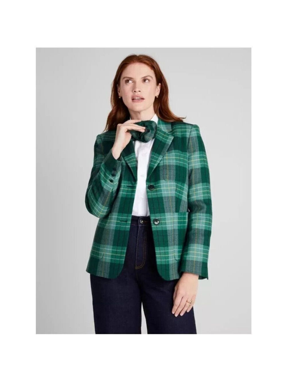 Kate Spade Greenhouse Plaid Blazer Womens Size 00 NWT